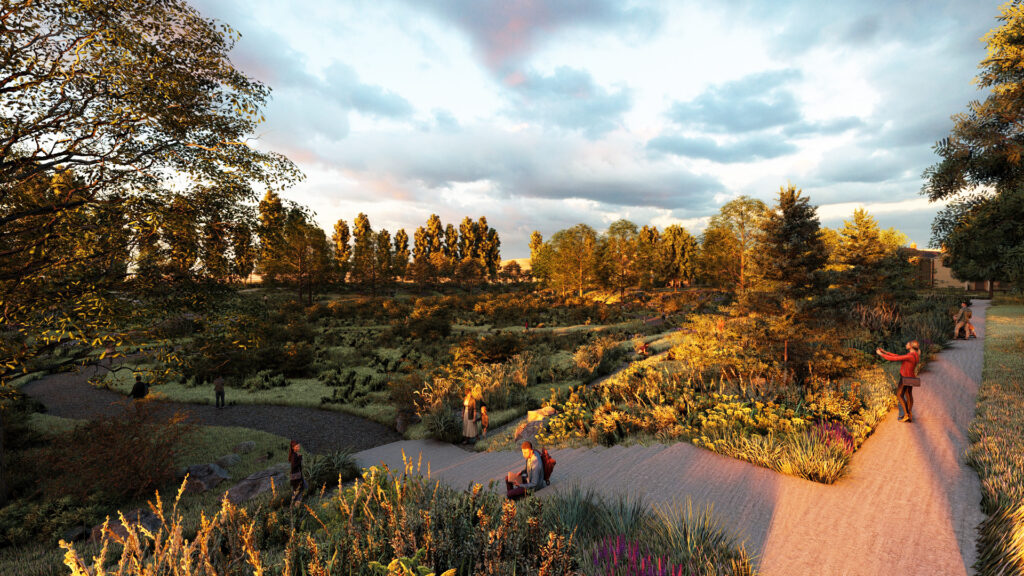 flower and vegetable gardens